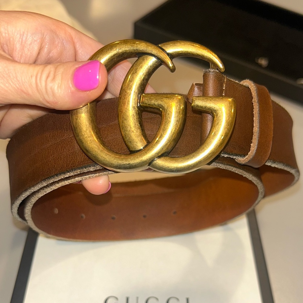 Gucci GG Marmont Women’s Belt in Brown Leather